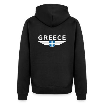 I Love Greece Fan, Tenue de T-Shirt Design - Veste à capuche bio Premium Unisexe - noir - Dos - Nico (187cm)