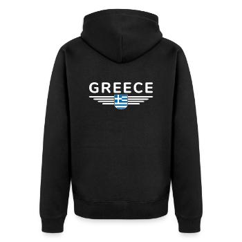 I Love Greece Fan, Tenue de T-Shirt Design - Veste à capuche bio Premium Unisexe - noir - Dos - Nico (187cm)