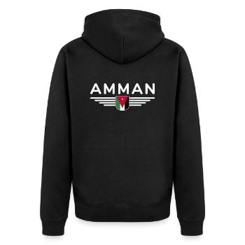Jordanien Amman Fan Outfit T-Shirt Design Geschenk - Unisex Premium Bio Zip Hoodie - Schwarz - Hinten - Nico (187cm)