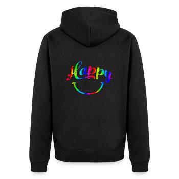 glückliche Zitate positives Zitat niedliche Liebe Positivität - Unisex Premium Bio Zip Hoodie - Schwarz - Hinten - Nico (187cm)