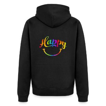happy quotes positive quote cute love positivity - Unisex Premium Organic Zip Hoodie - black - Back - Nico (187cm)