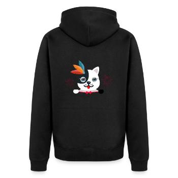 Сute blauäugige Katze - Unisex Premium Bio Zip Hoodie - Schwarz - Hinten - Nico (187cm)