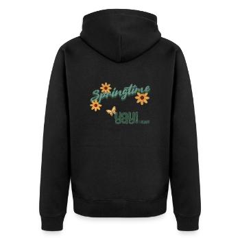 YAY, I guess - Unisex Premium Organic Zip Hoodie - black - Back - Nico (187cm)