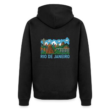 rio de janeiro brasilien - Unisex Premium Bio Zip Hoodie - Schwarz - Hinten - Nico (187cm)