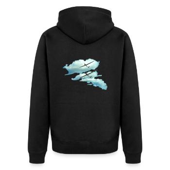 Wolkenstraße Segelflieger Geschenk - Unisex Premium Bio Zip Hoodie - Schwarz - Hinten - Nico (187cm)
