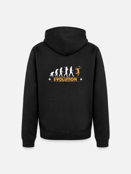 Volleyball Evolution - orange/weiss - Unisex Premium Organic Zip Hoodie - black