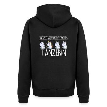 TÄNZERIN - Toll - Unisex Premium Bio Zip Hoodie - Schwarz - Hinten - Nico (187cm)