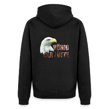 Adler, Federn, König der Lüfte - Unisex Premium Bio Zip Hoodie - Schwarz - Hinten - Nico (187cm)
