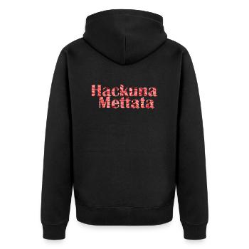 Hack Mett - Unisex Premium Organic Zip Hoodie - black - Back - Nico (187cm)