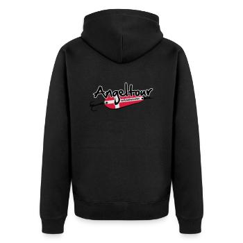 angeltour_daenemark_3c - Unisex Premium Bio Zip Hoodie - Schwarz - Hinten - Nico (187cm)
