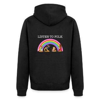 Listen To Folk - Unisex Premium Organic Zip Hoodie - black - Back - Nico (187cm)
