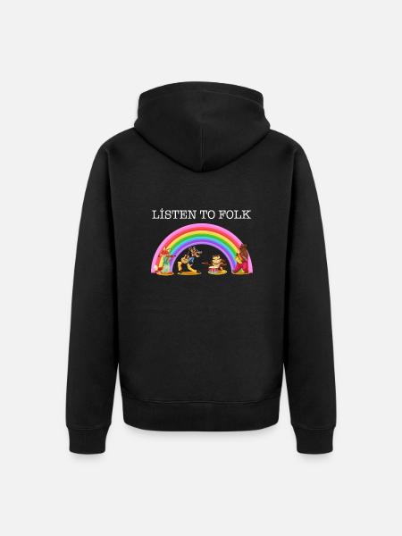 Hören Sie Folk - Unisex Premium Bio Zip Hoodie - Schwarz
