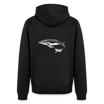 Baleine à bosse avec bébé baleine megaptera - Veste à capuche bio Premium Unisexe - noir - Dos - Nico (187cm)