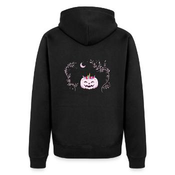 Unicorn Pumpkin- Pink pumpkin disguised as a unicorn - Unisex Premium Organic Zip Hoodie - black - Back - Nico (187cm)