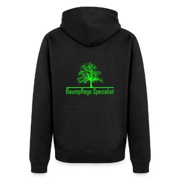 Baumpflege - Unisex Premium Bio Zip Hoodie - Schwarz - Hinten - Nico (187cm)