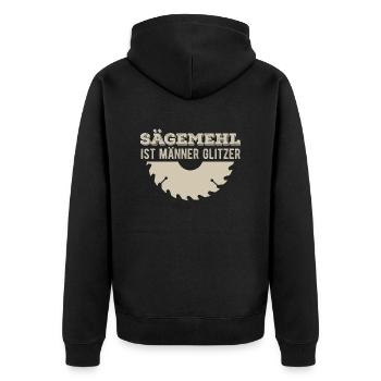 Sägemehl ist Männer Glitzer - Unisex Premium Bio Zip Hoodie - Schwarz - Hinten - Nico (187cm)