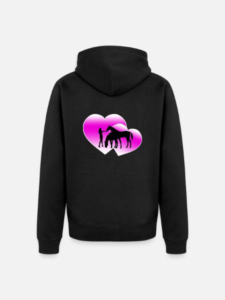 Pferde - Unisex Premium Bio Zip Hoodie - Schwarz