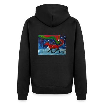 Geburt der Lichter Legende des Feuerfuchses - Unisex Premium Bio Zip Hoodie - Schwarz - Hinten - Nico (187cm)