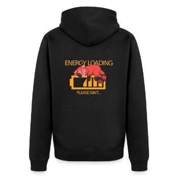 Niedrige Energie roter Panda schlafend Comic - Unisex Premium Bio Zip Hoodie - Schwarz - Hinten - Nico (187cm)