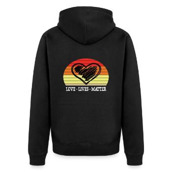 Love Lives matter Retro - Unisex Premium Bio Zip Hoodie - Schwarz - Hinten - Nico (187cm)