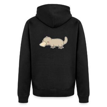 Platypus - Unisex Premium Organic Zip Hoodie - black - Back - Nico (187cm)