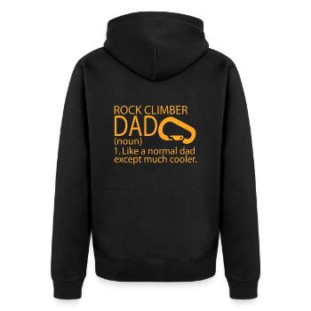 Bouldern Klettern Climbing - Unisex Premium Bio Zip Hoodie - Schwarz - Hinten - Nico (187cm)