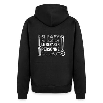Papy Peut Tout réparer Cadeau Fêtes - Veste à capuche bio Premium Unisexe - noir - Dos - Nico (187cm)