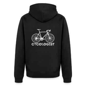 Cycologist Rennrad Fahrrad Shirt Idee Geschenk - Unisex Premium Bio Zip Hoodie - Schwarz - Hinten - Nico (187cm)