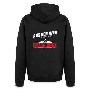 Aus dem Weg ich muss ins Erzgebirge - Unisex Premium Bio Zip Hoodie - Schwarz - Hinten - Nico (187cm)