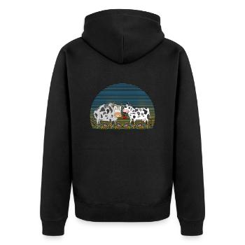 Kuh und Bulle - Unisex Premium Bio Zip Hoodie - Schwarz - Hinten - Nico (187cm)