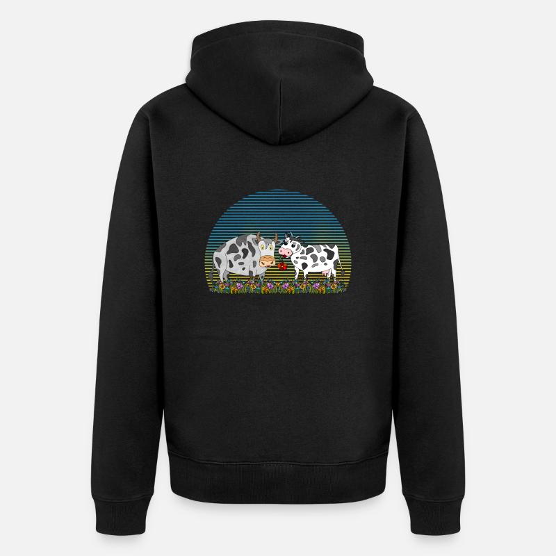 Vache et taureau - Veste à capuche bio Premium Unisexe - noir