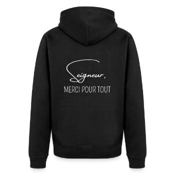 seigneur merci pour tout - Veste à capuche bio Premium Unisexe - noir - Dos - Nico (187cm)