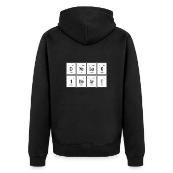 One Love One Heart - Unisex Premium Bio Zip Hoodie - Schwarz - Hinten - Nico (187cm)