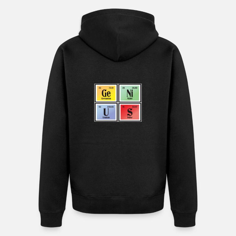 Genius | Periodensystem der Elemente - Unisex Premium Bio Zip Hoodie - Schwarz