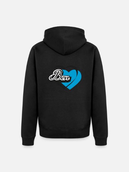 Name Ben Herz - Unisex Premium Bio Zip Hoodie - Schwarz