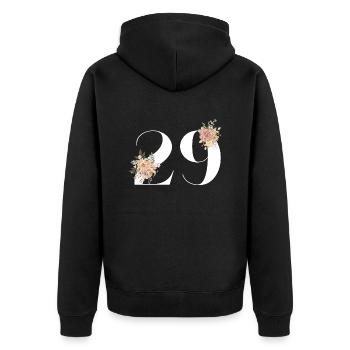 Blumen zum 29-jährigen Jubiläum (Geschenk von 29 Jahren) - Unisex Premium Bio Zip Hoodie - Schwarz - Hinten - Nico (187cm)