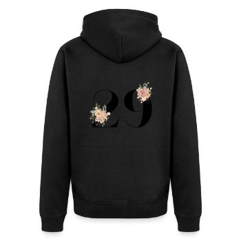 Blumen zum 29-jährigen Jubiläum (Geschenk von 29 Jahren) - Unisex Premium Bio Zip Hoodie - Schwarz - Hinten - Nico (187cm)