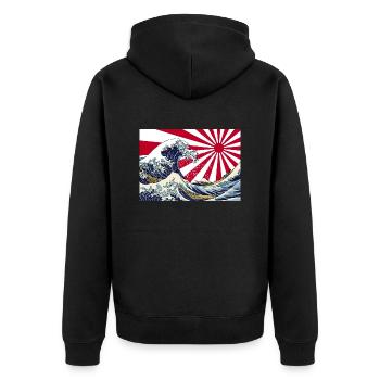 Land of the Rising Sun Japanese Hokusai Wave Art - Unisex Premium Organic Zip Hoodie - black - Back - Nico (187cm)