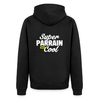 Super parrain cool / humour parrain - Veste à capuche bio Premium Unisexe - noir - Dos - Nico (187cm)