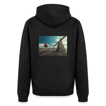 Surreales 3D-Design - Unisex Premium Bio Zip Hoodie - Schwarz - Hinten - Nico (187cm)