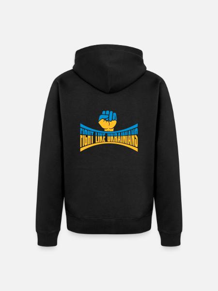 fight like ukrainians quote - Unisex Premium Organic Zip Hoodie - black