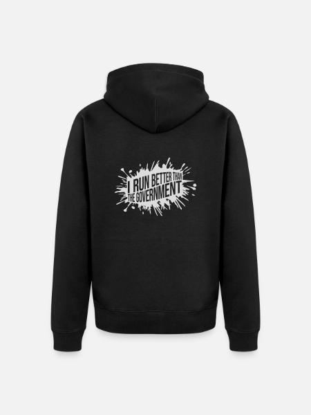 run better than government - Unisex Premium Organic Zip Hoodie - black