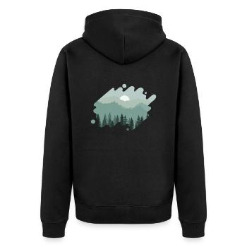 Landschaft Natur Berge - Unisex Premium Bio Zip Hoodie - Schwarz - Hinten - Nico (187cm)