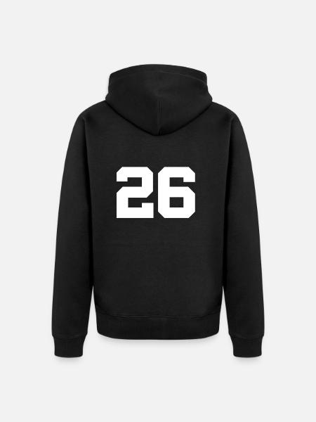 Number 26 - Unisex Premium Organic Zip Hoodie - black