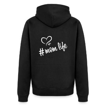 hashtag mom life white - Unisex Premium Bio Zip Hoodie - Schwarz - Hinten - Nico (187cm)
