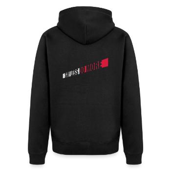 say less do more - Unisex Premium Bio Zip Hoodie - Schwarz - Hinten - Nico (187cm)