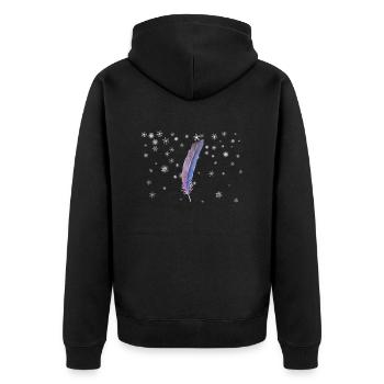 Feder - Unisex Premium Bio Zip Hoodie - Schwarz - Hinten - Nico (187cm)