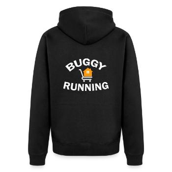 Marathon Triathlon Running joggen Biking Radfahren - Unisex Premium Bio Zip Hoodie - Schwarz - Hinten - Nico (187cm)