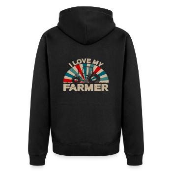 J’aime mon agriculteur - Veste à capuche bio Premium Unisexe - noir - Dos - Nico (187cm)
