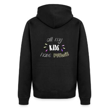 all my KIDS have PAWS - Unisex Premium Organic Zip Hoodie - black - Back - Nico (187cm)